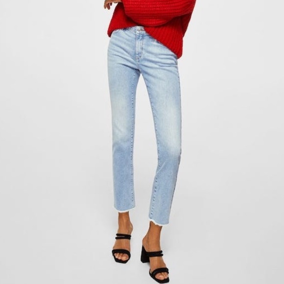 Mango Straight Cropped Jandri Denim Jeans 12 - Picture 1 of 7